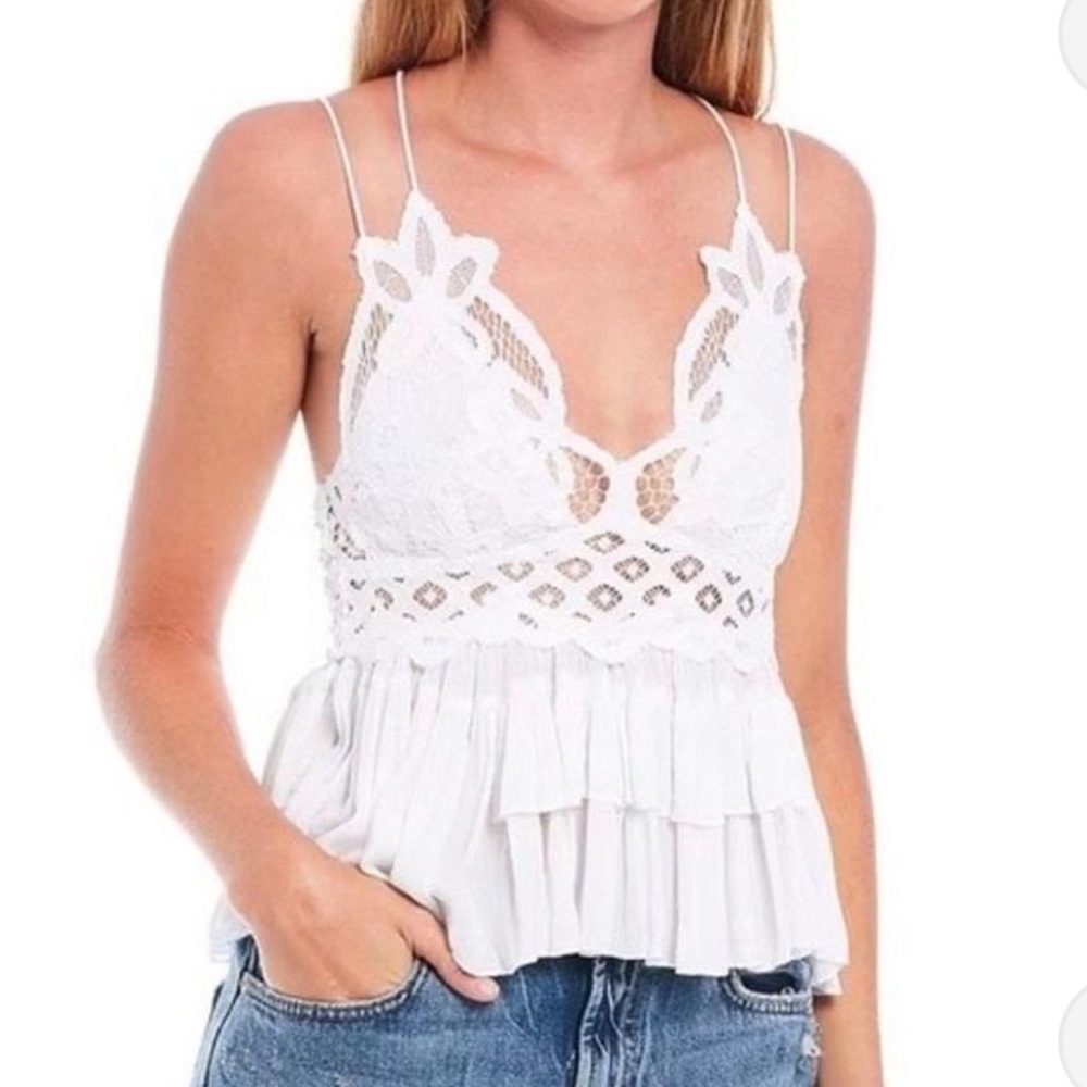 Stella Laguna Beach Lace Smocked Back Ruffled Cami